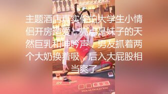 主题酒店真实偸拍大学生小情侣开房造爱，亮点是妹子的天然巨乳和呻吟声，男友抓着两个大奶换着吸，后入大屁股相当爽了